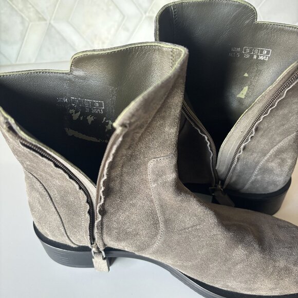 Stuart Weitzman Size 7.5B Light Gray Grey Suede Ankle Boot Zipper 5050 Bold Boot - Picture 7 of 9